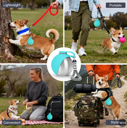 Portable Dog Water Bottle and Waste Bag Dispenser